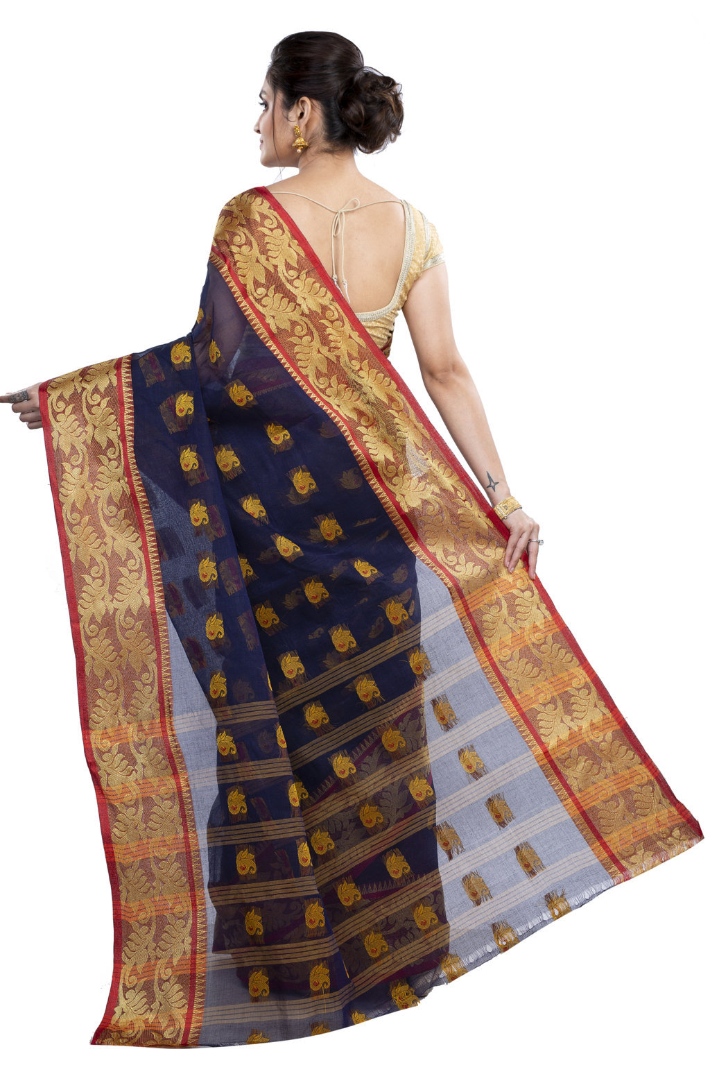 Naby Blue Pure Cotton HasFul Tant Saree (787)